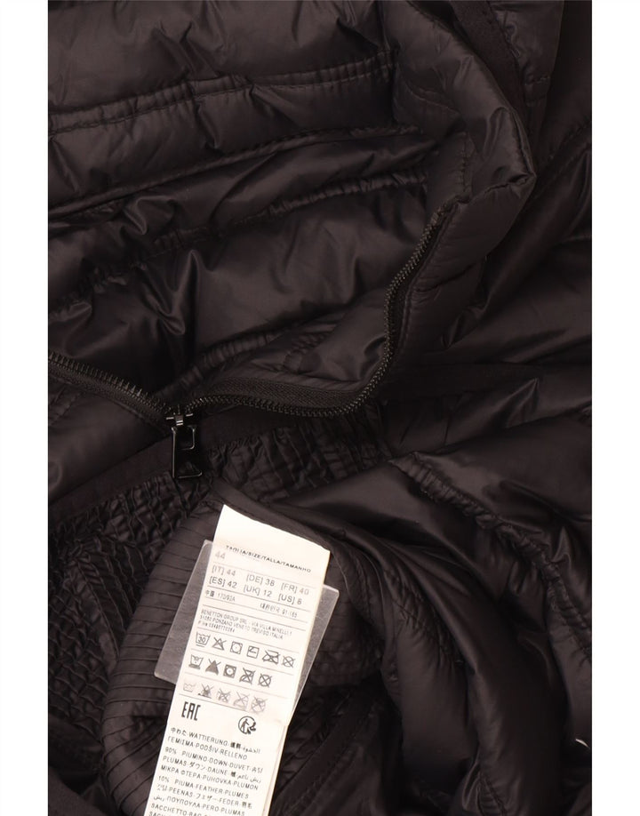 veste rembourrée à capuche femme vintage UK 12 Medium Grey Colourblock Polyamide