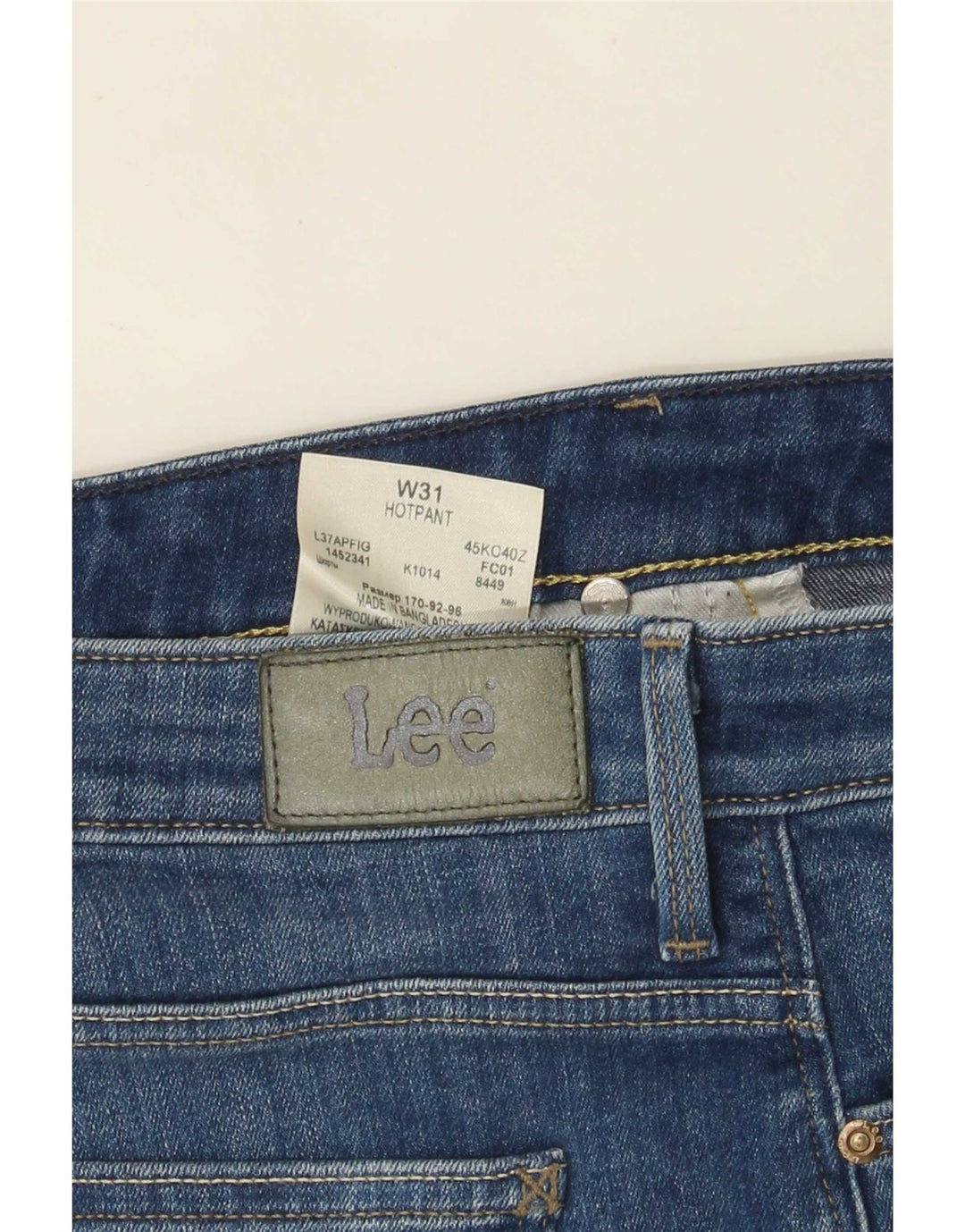 Lee Womens Denim Hot Pants W31 Coton Bleu Moyen