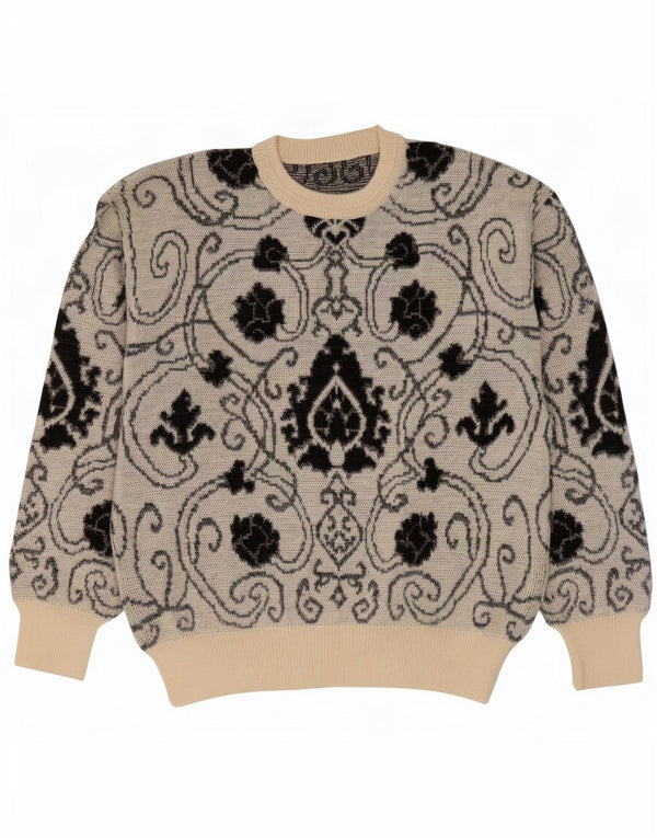 vintage Mens Crew Neck Jumper Sweater IT 52 Grande laine grise Paisley