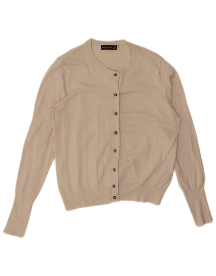 Marks & Spencer Cardigan pour femme en viscose blanc cassé UK 44