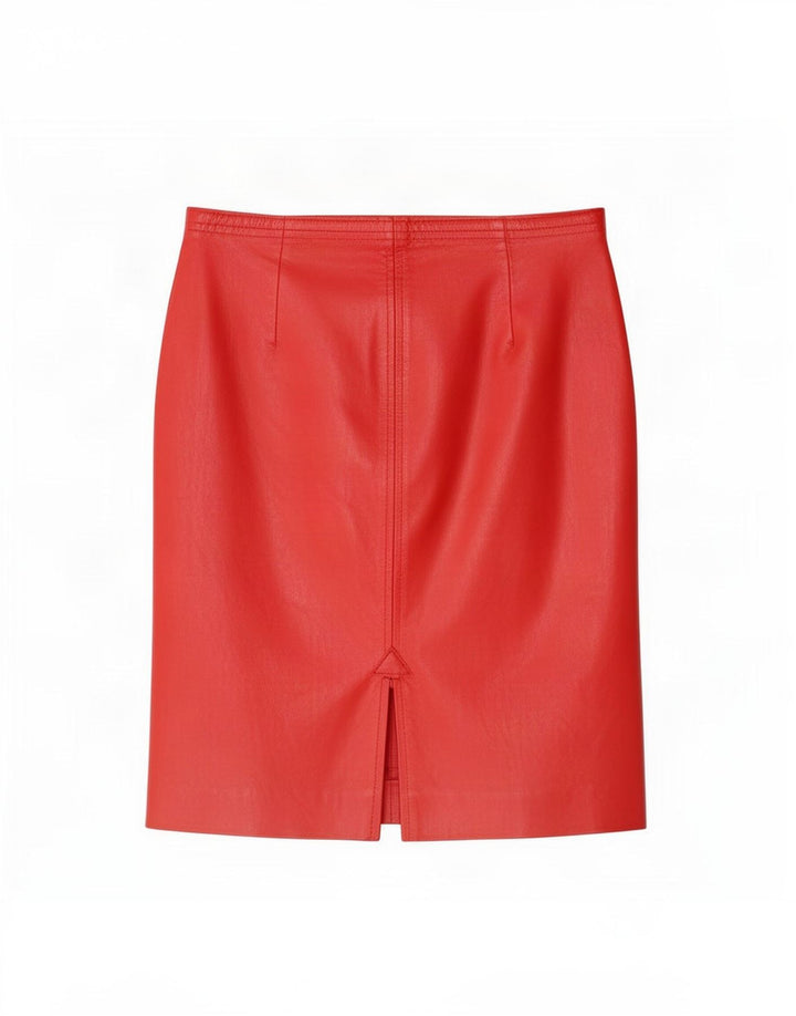 jupe en cuir femme vintage Grande W32 Rouge