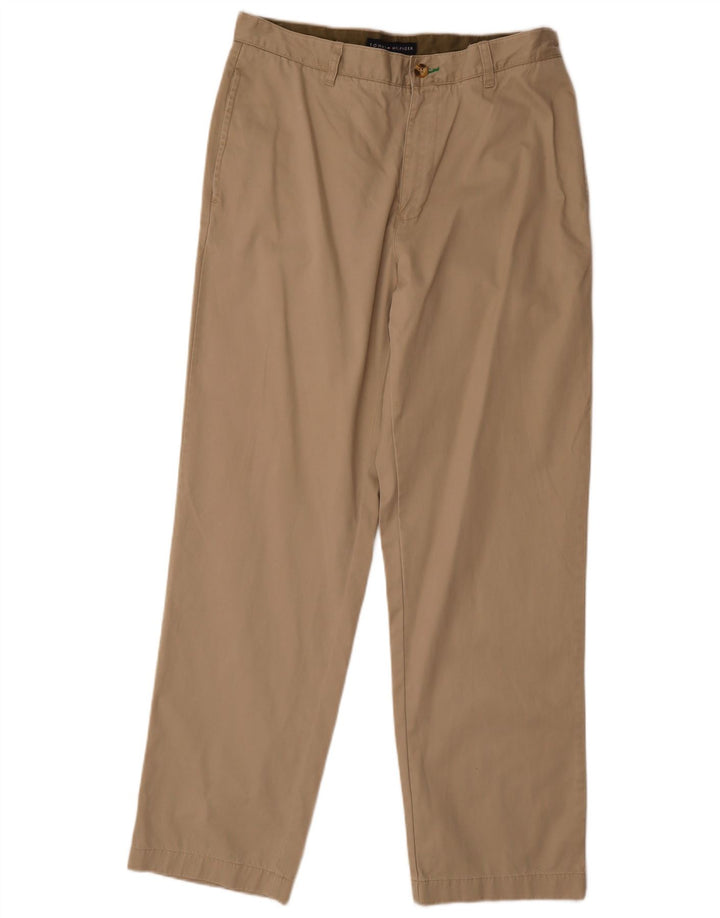 TOMMY HILFIGER Pantalon Chino Droit Homme W33 L32 Beige Coton