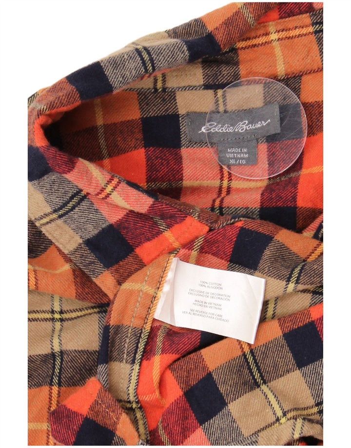 Eddie Bauer Chemise en flanelle pour homme XL en coton à carreaux orange