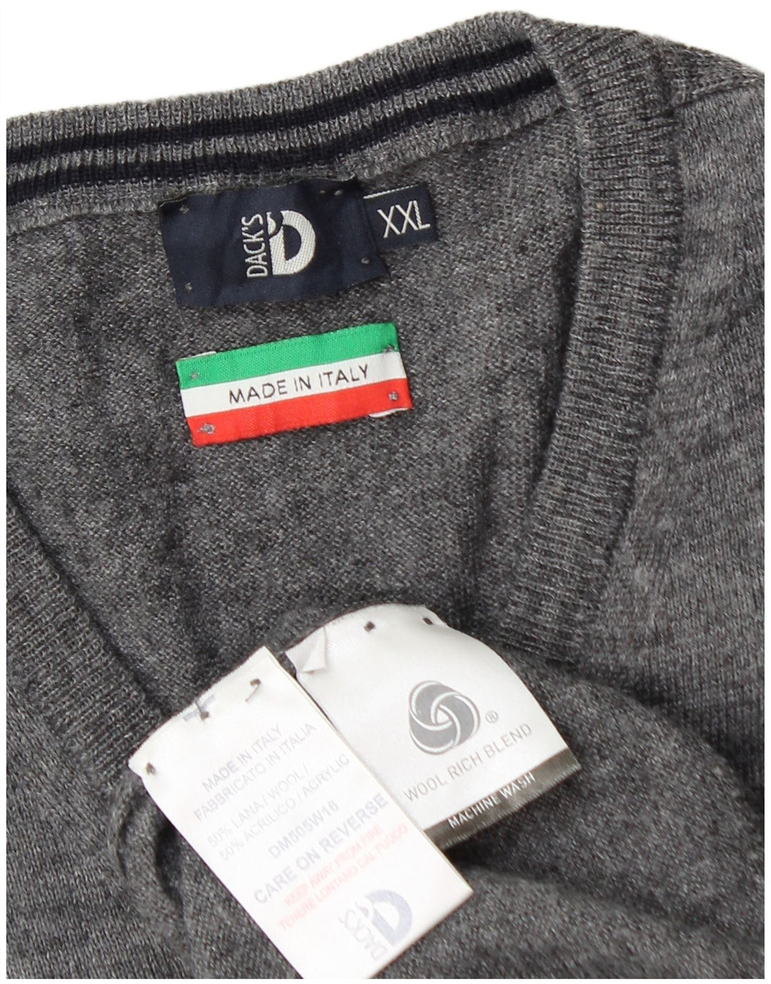 Dack's Pull col V pour homme 2XL Gris Laine