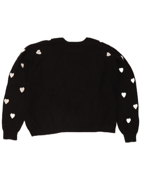Topshop Pull à col bateau à motif abstrait pour femme UK 16 Large Noir