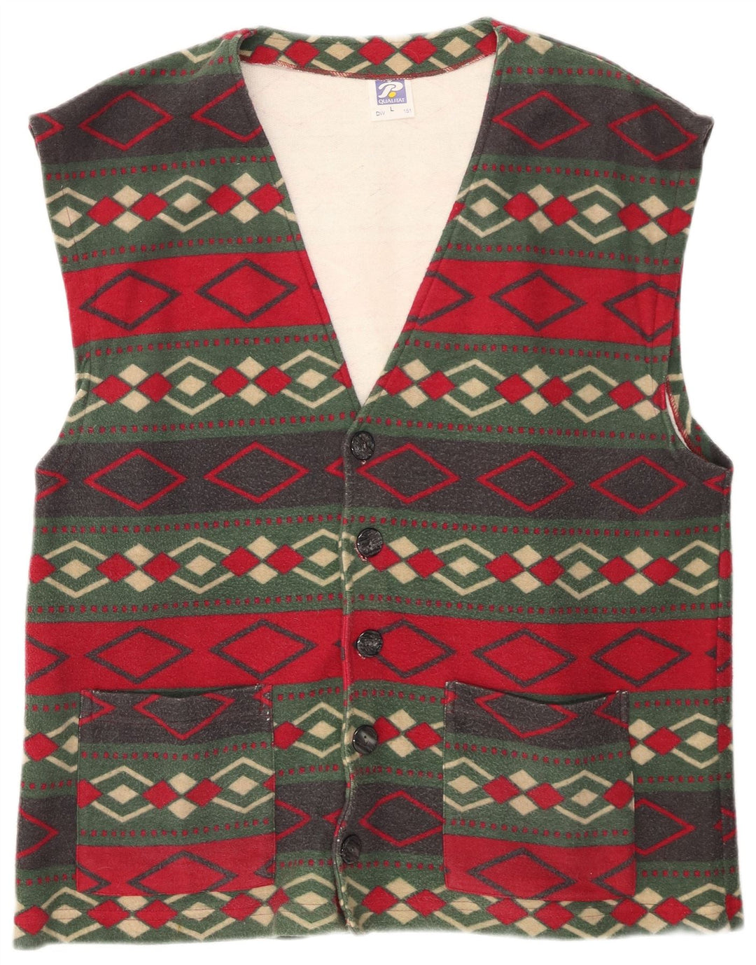 gilet homme vintage grand coton géométrique multicolore
