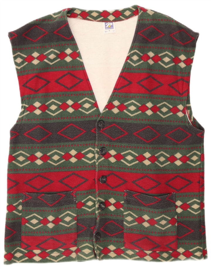 gilet homme vintage grand coton géométrique multicolore