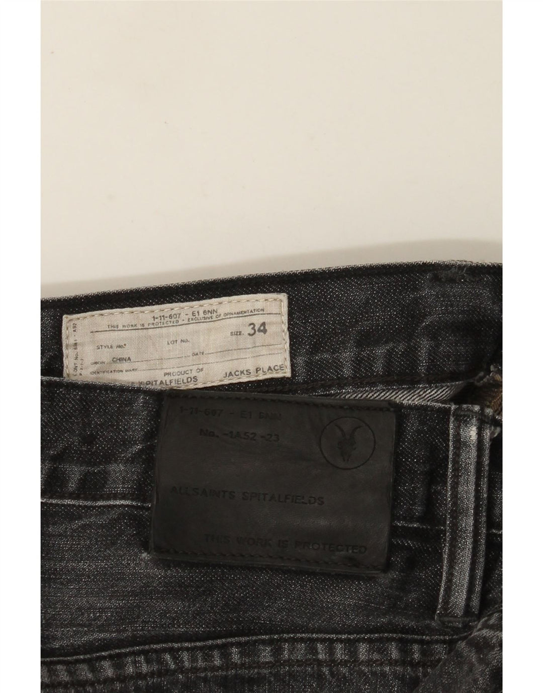 All Saints Jean Slim W34 L27 Homme Noir Coton