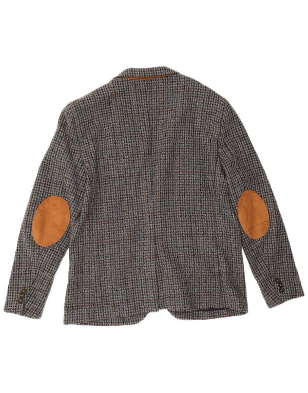 Zara Veste Blazer 2 Boutons Homme EU 56 XL Gris Pied-de-Poule Polyester