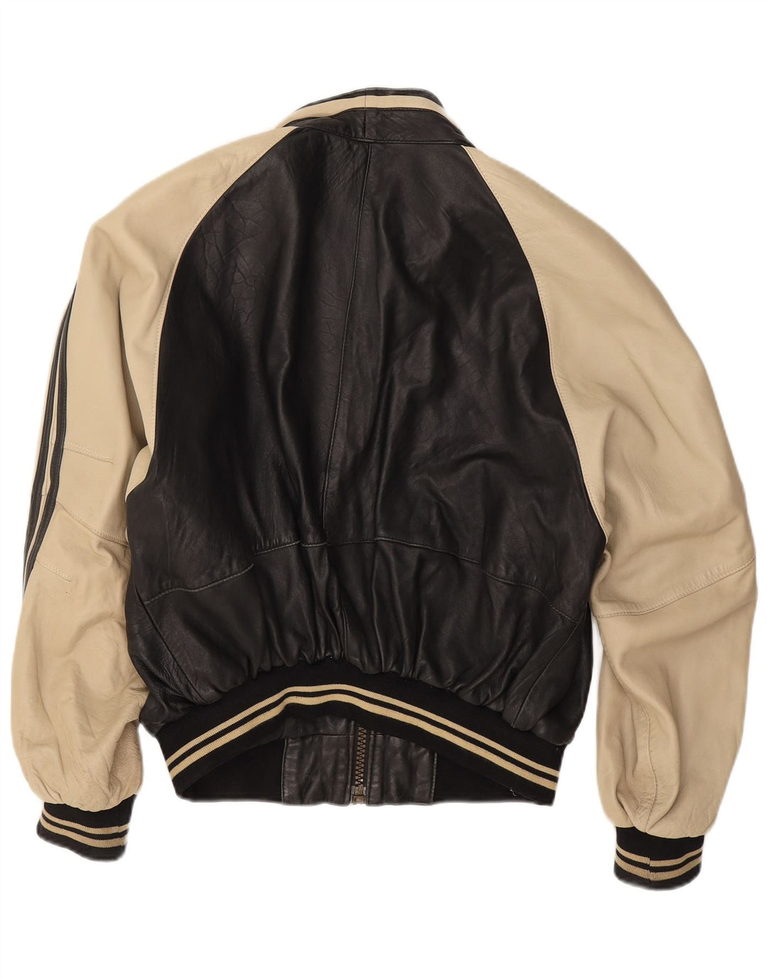 veste en cuir homme vintage UK 38 Peau d’agneau colorblock noir moyen