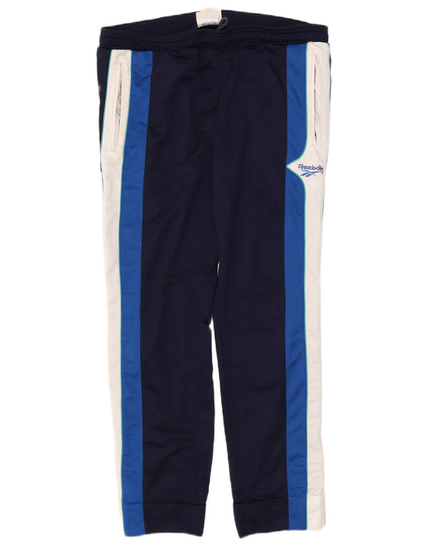 Reebok Pantalon De Survêtement Homme Large Bleu Marine Colorblock Polyester
