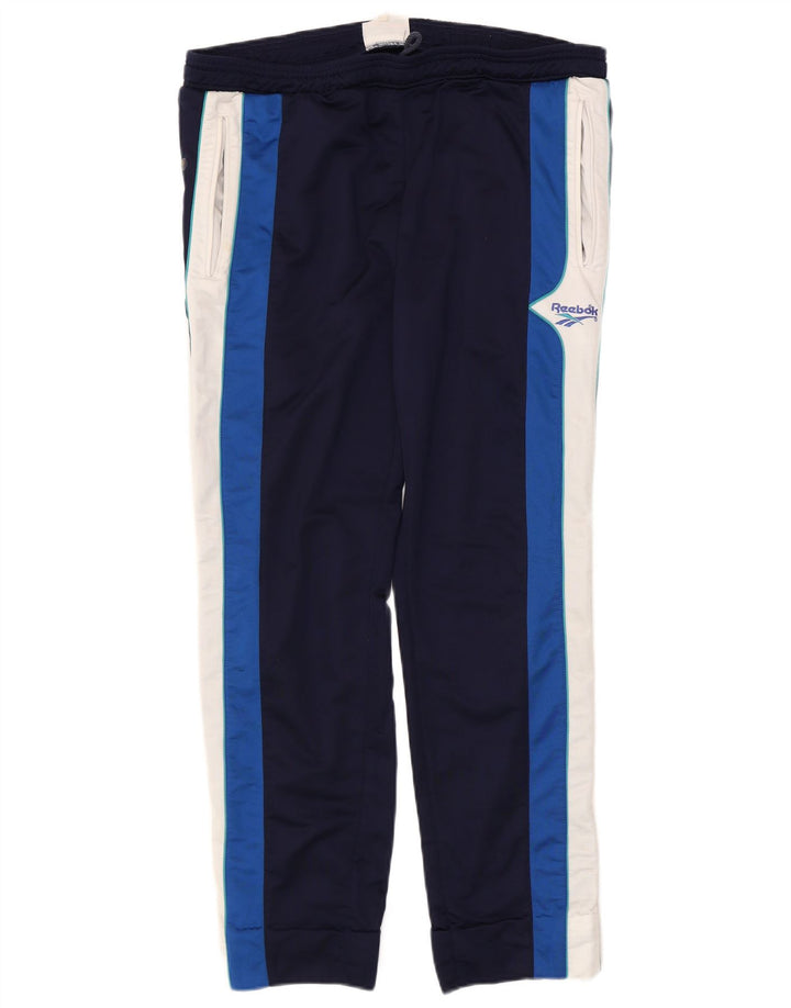 Reebok Pantalon De Survêtement Homme Large Bleu Marine Colorblock Polyester