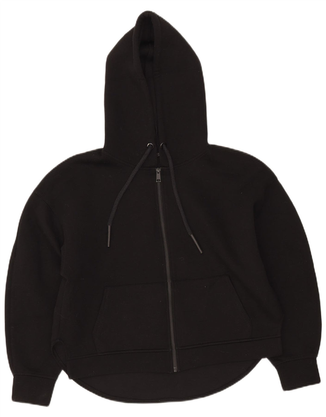 Zara Pull à capuche zippé surdimensionné pour femme UK 10 Petit polyester noir
