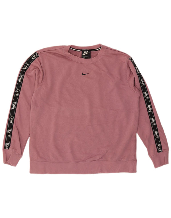 Nike Sweat-shirt graphique pour femme UK 14 en coton color block rose moyen