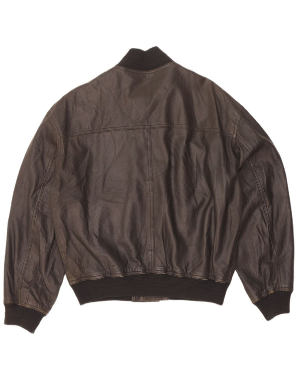 veste en cuir bomber homme vintage IT 46 petit cuir noir