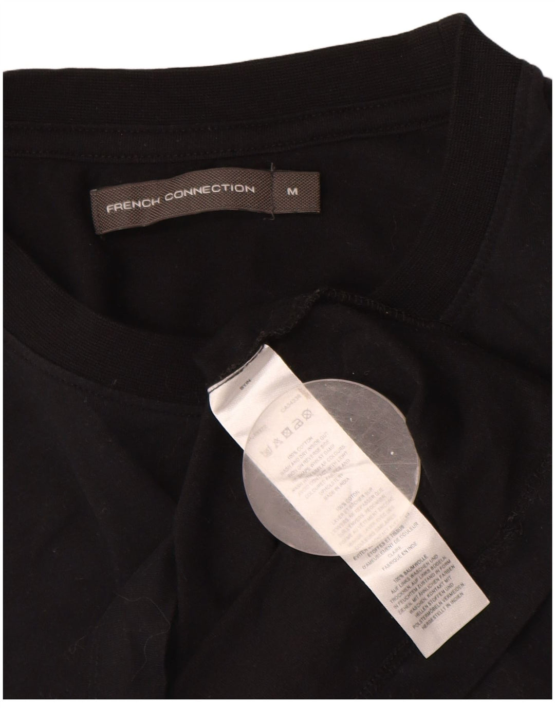 French Connection T-Shirt Graphique Femme UK 14 Coton Noir Moyen