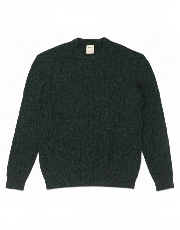 Marks & Spencer Pull ras du cou pour homme, grand, vert, polyamide