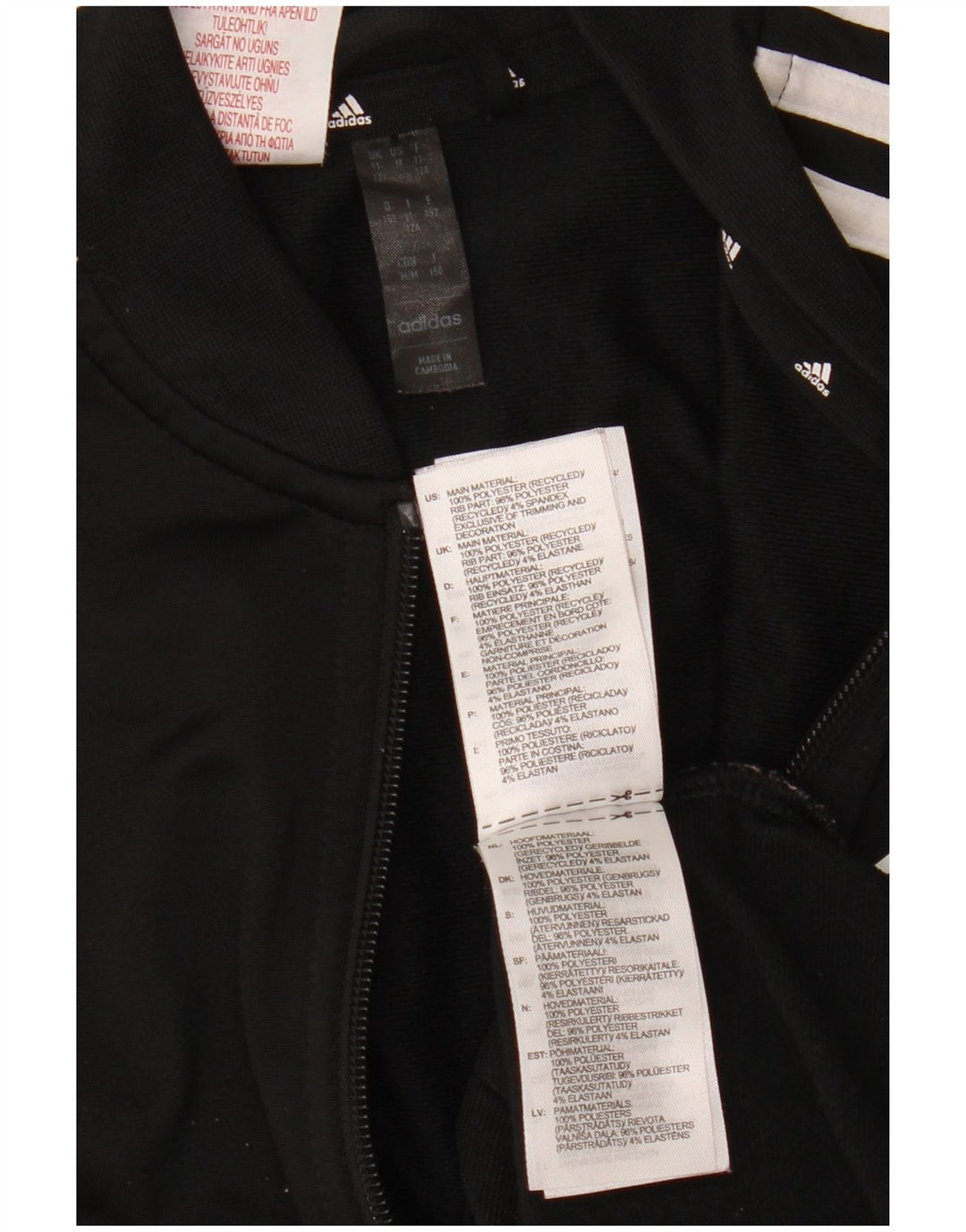 ADIDAS Girls Tracksuit Top Jacket 11-12 Years Black Polyester