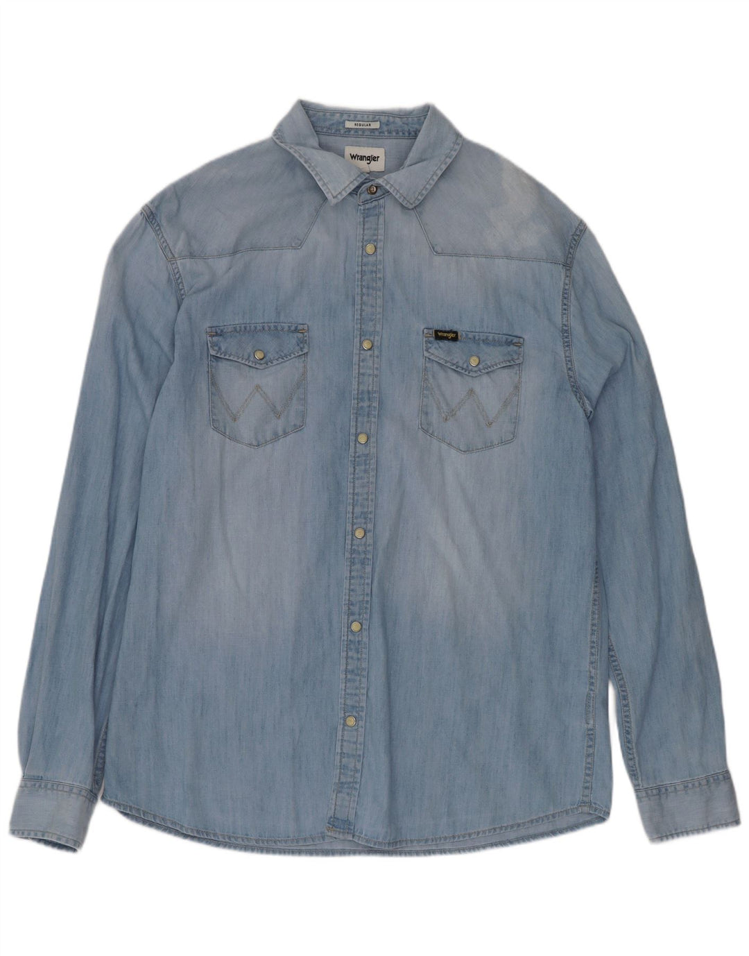 Wrangler Chemise en jean coupe droite pour homme en coton bleu moyen