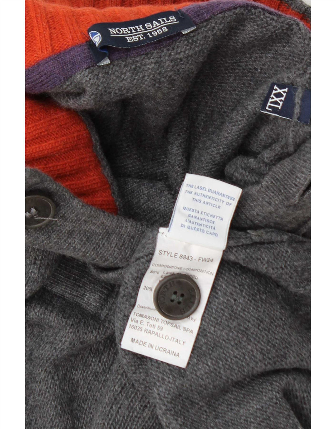 North Sails Pull à col boutonné pour homme 2XL Gris Laine
