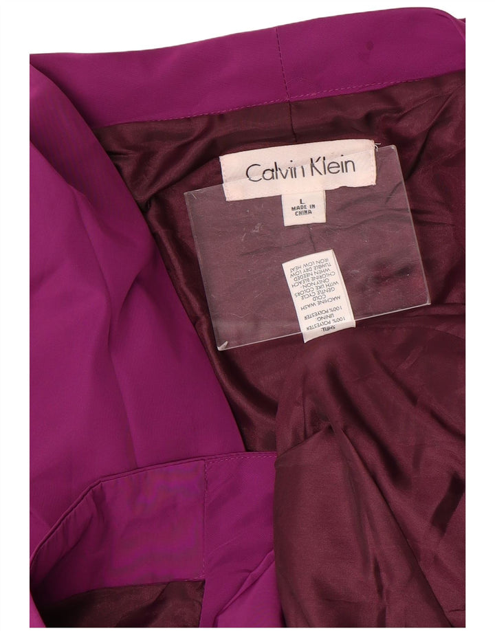 Calvin Klein Veste bomber à manches 3/4 pour femme UK 16 Large Violet Polyester