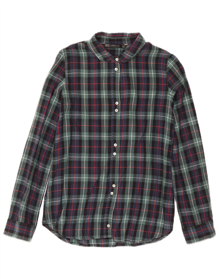 Zara Chemise surdimensionnée en flanelle pour femme UK 6 XS en coton à carreaux multicolores