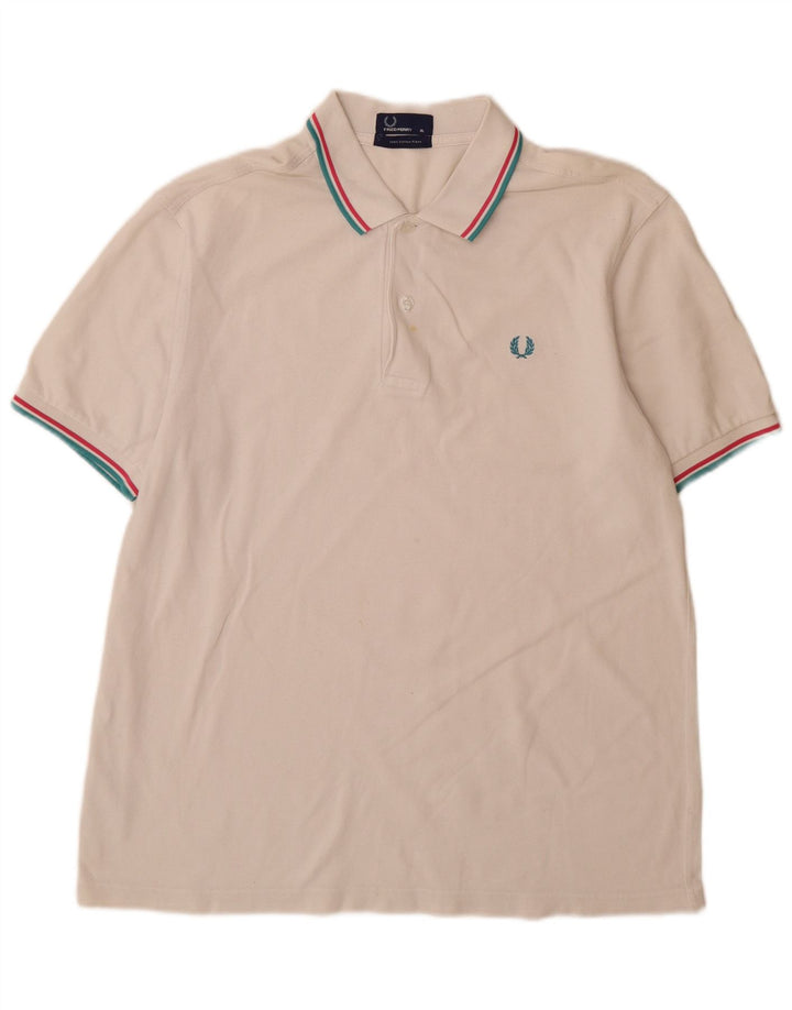 Fred Perry Polo Homme XL Blanc Rayé Coton