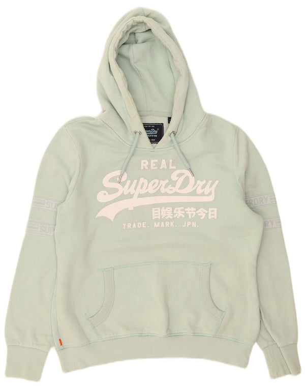Superdry Pull à capuche graphique pour femme UK 14 Large Vert Coton
