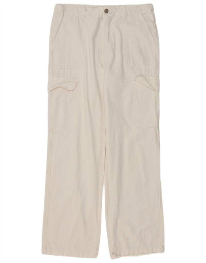 Zara Pantalon cargo droit pour femme EU 42 Large W32 L32 Blanc