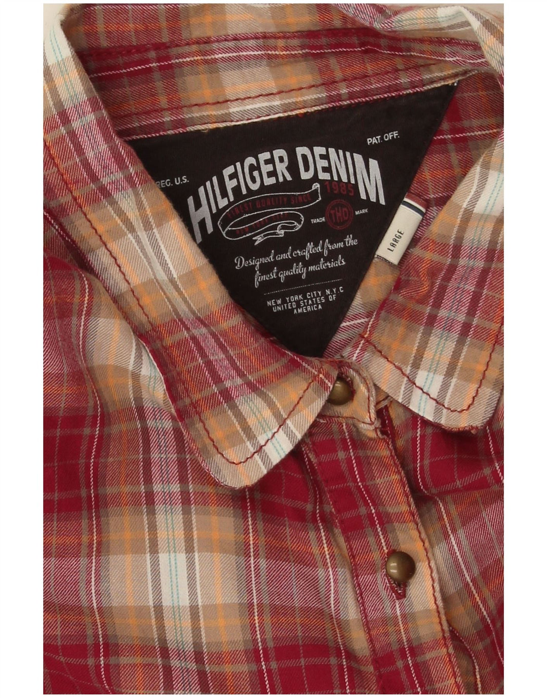 Tommy Hilfiger Chemise pull en flanelle pour femme UK 16 Grand carreaux rouges en coton