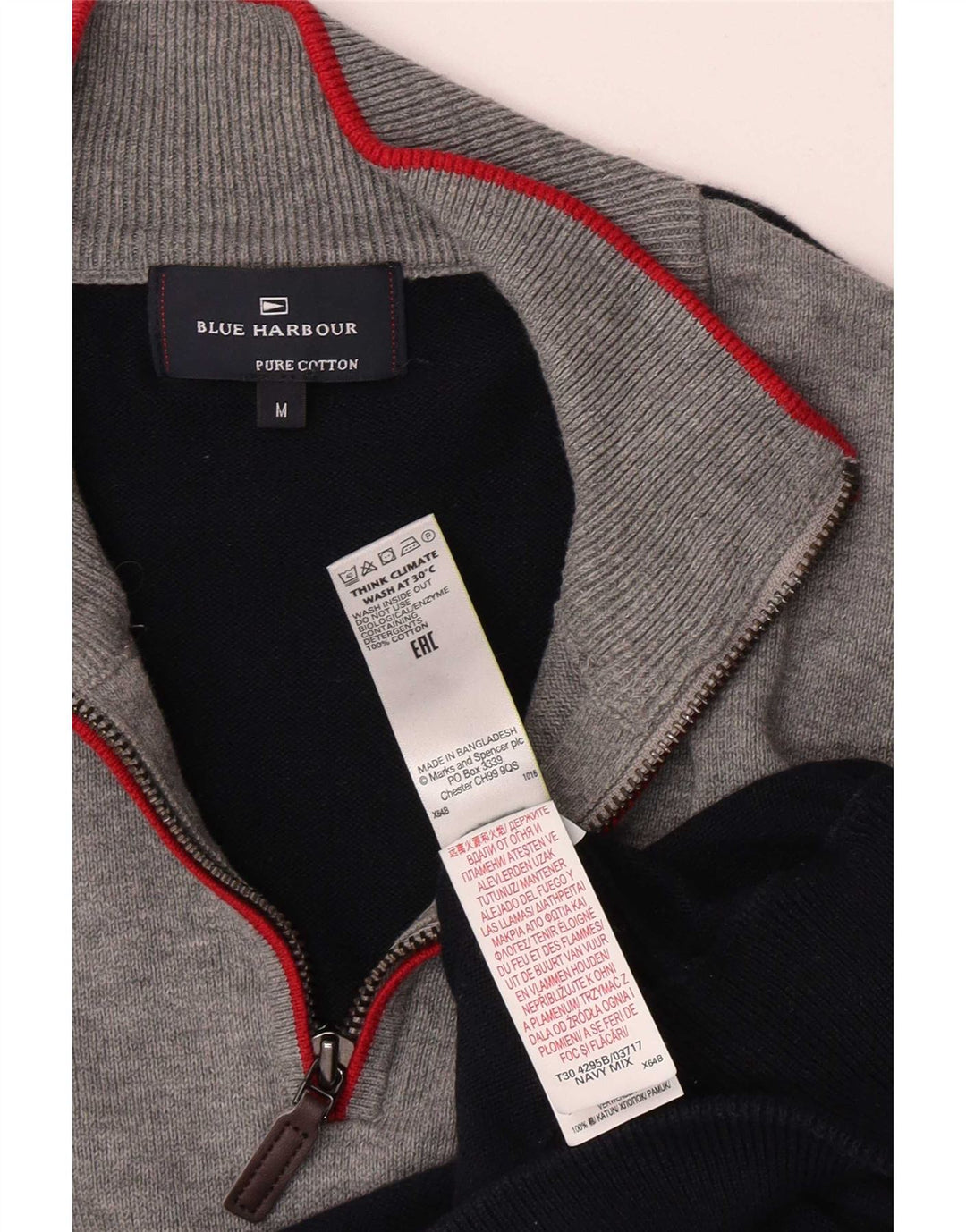 Marks & Spencer Pull Bleu Harbor Zip Neck Homme Bleu Marine Moyen