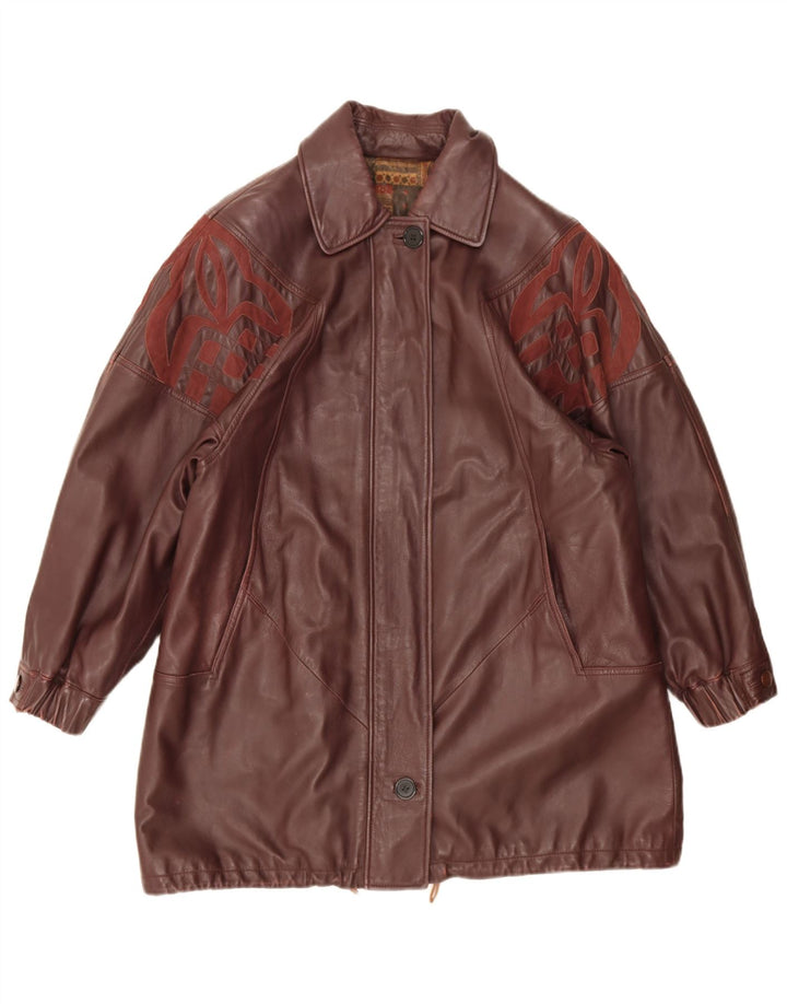 manteau en cuir coupe ample femme vintage IT 44 cuir bordeaux moyen