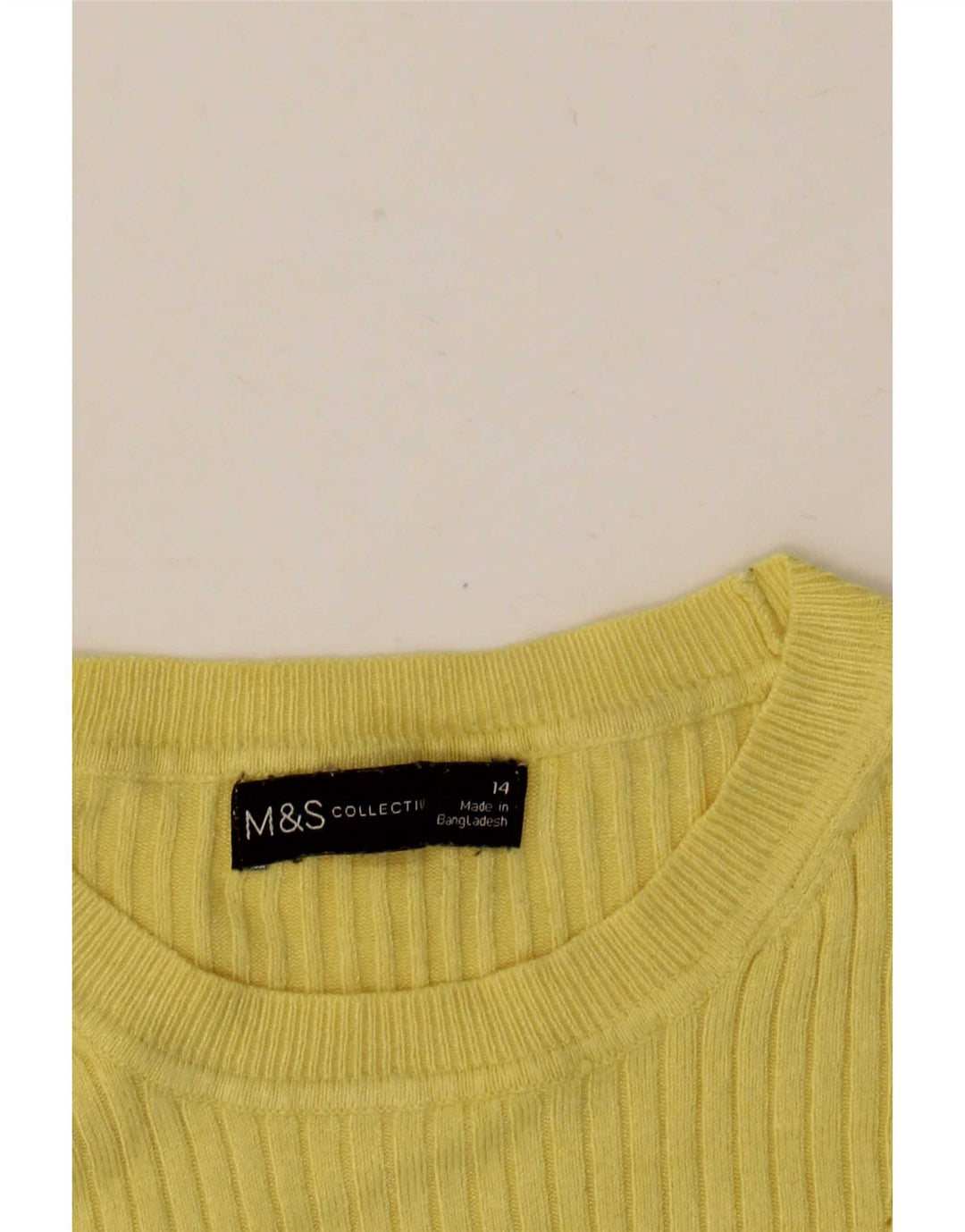 Marks & Spencer Pull à col rond pour femme UK 14 Jaune moyen
