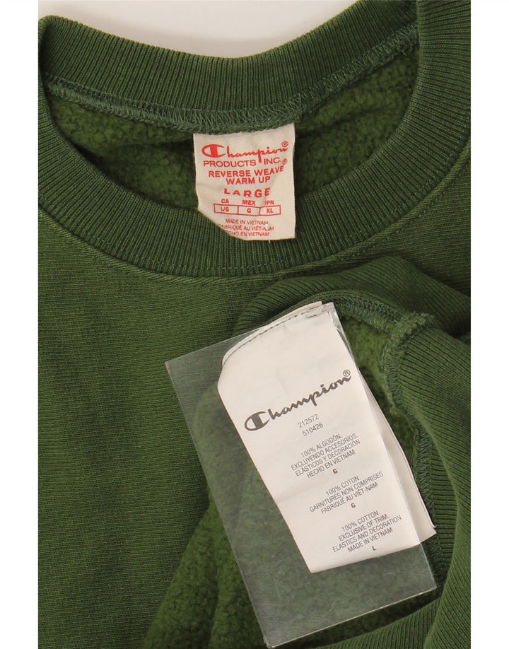 CHAMPION Homme Reverse Weave Sweatshirt Jumper Grand Coton Vert