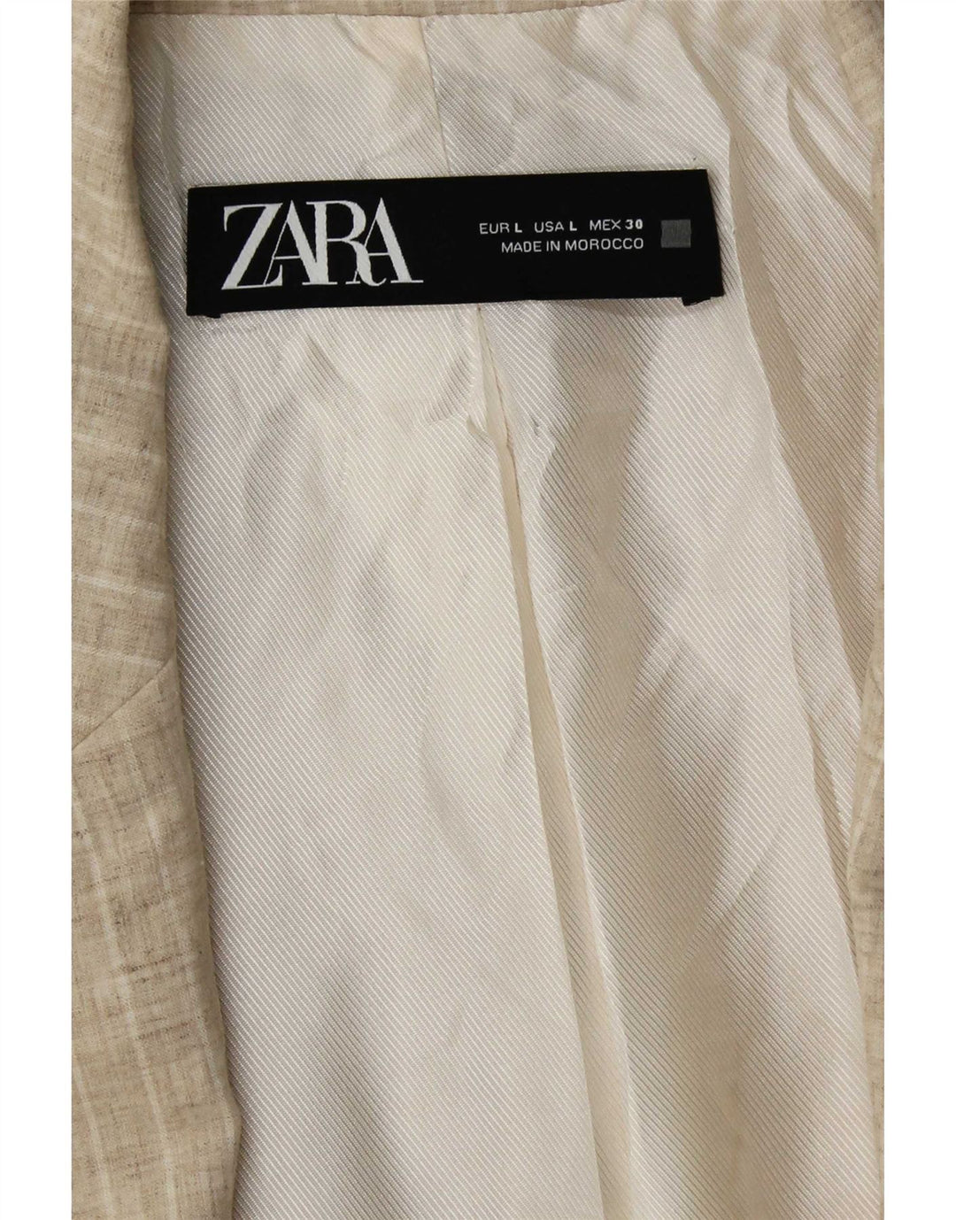Zara Womens Open Blazer Jacket UK 16 Large Beige Rayé