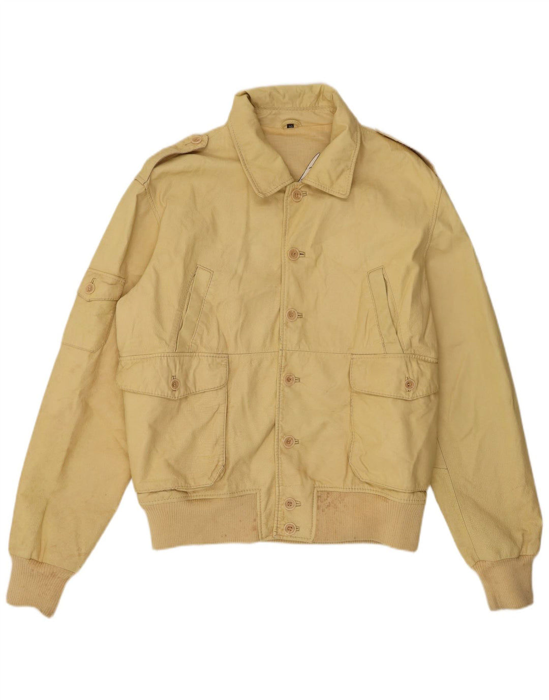 veste en cuir homme vintage IT 50 Grand cuir jaune