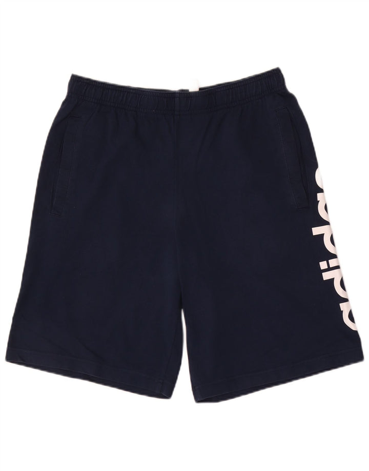 Adidas Short de sport graphique pour homme en coton bleu marine moyen