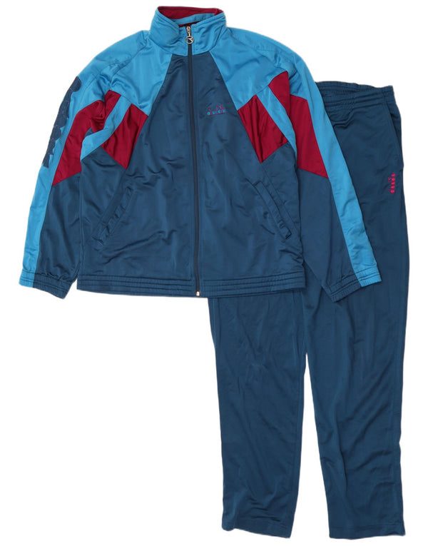 Diadora Survêtement complet graphique pour hommes UK 42 Large Bleu Colorblock Polyester