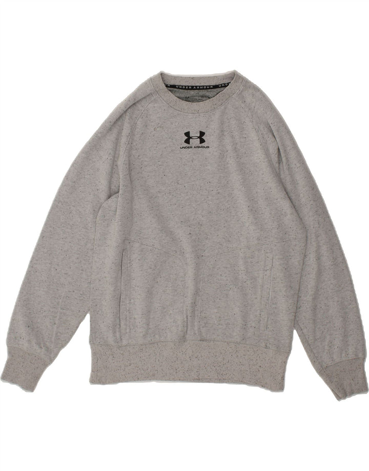UNDER ARMOUR Mens Sweatshirt Jumper Small Grey Flecked Cotton Vintage Under Armour and Second-Hand Under Armour from Messina Hembry 