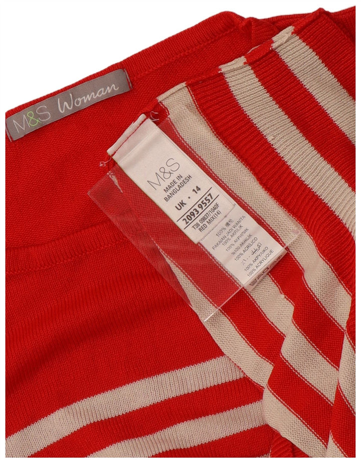 Marks & Spencer Pull à col rond pour femme UK 14 Rayé rouge moyen