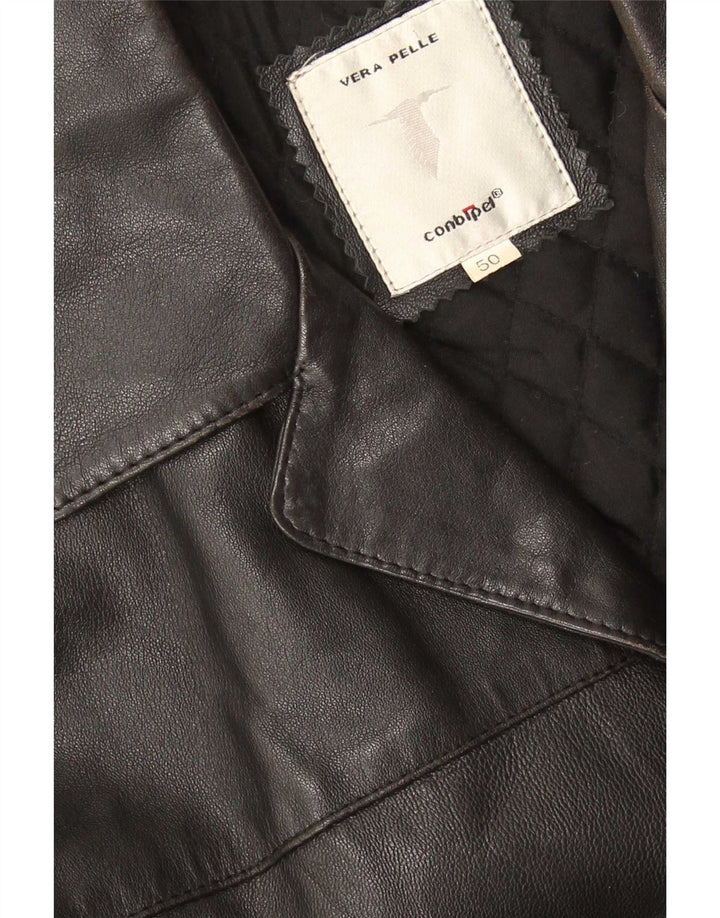 Conbipel Veste Blazer En Cuir 4 Boutons Homme IT 50 Large Noir