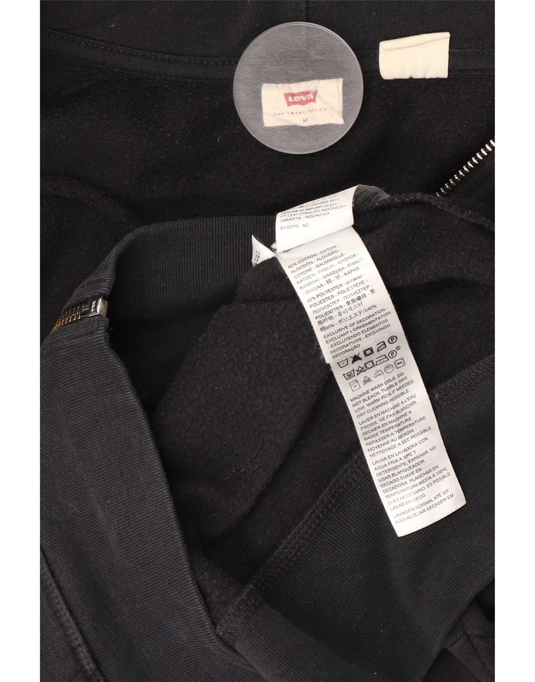 Levi's Sweat à Capuche Zippé Homme Noir Moyen Coton