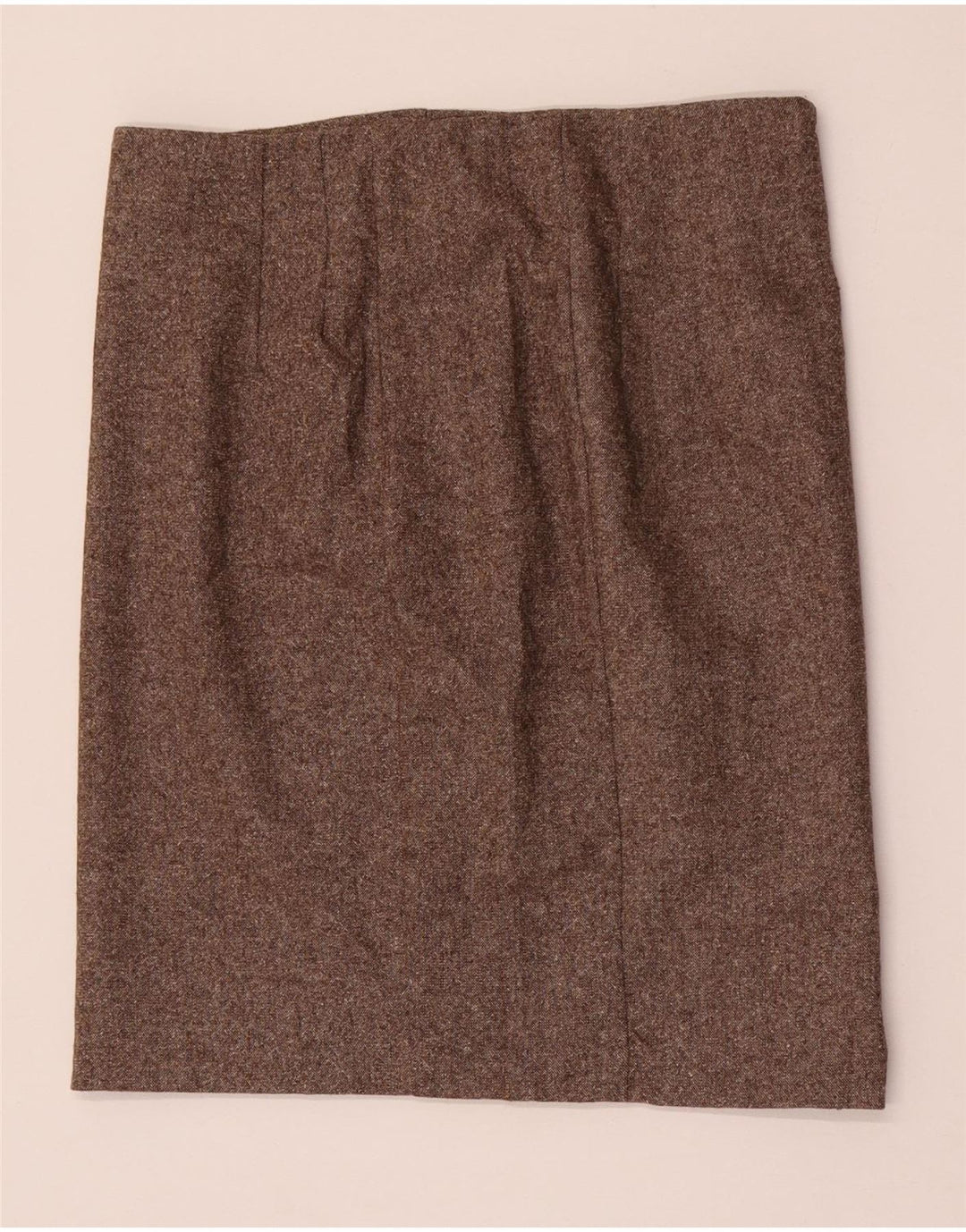 Benetton Femme Mini Jupe Droite IT 42 Medium W28 Laine Mouchetée Marron