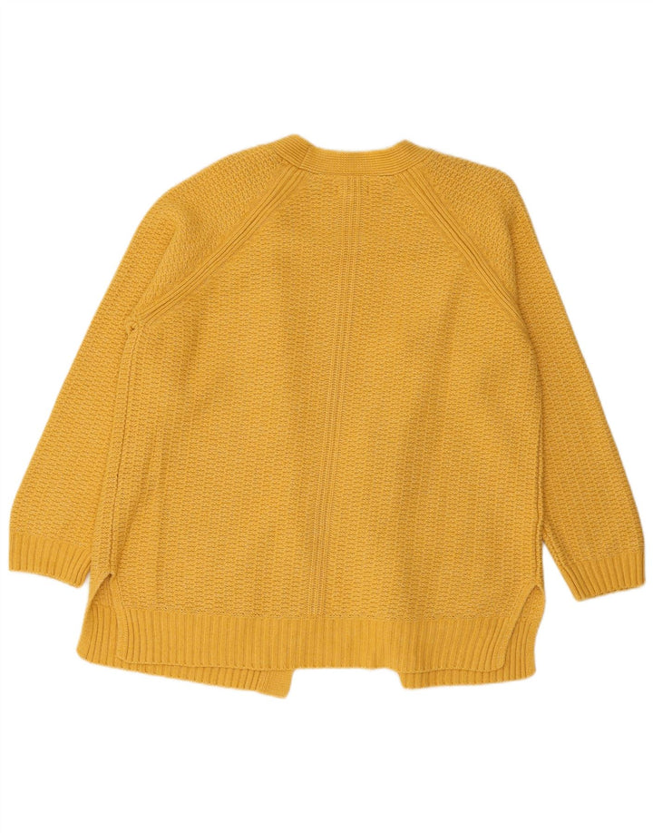 Fat Face Pull Cardigan Ouvert pour Femme UK 12 Acrylique Jaune Moyen