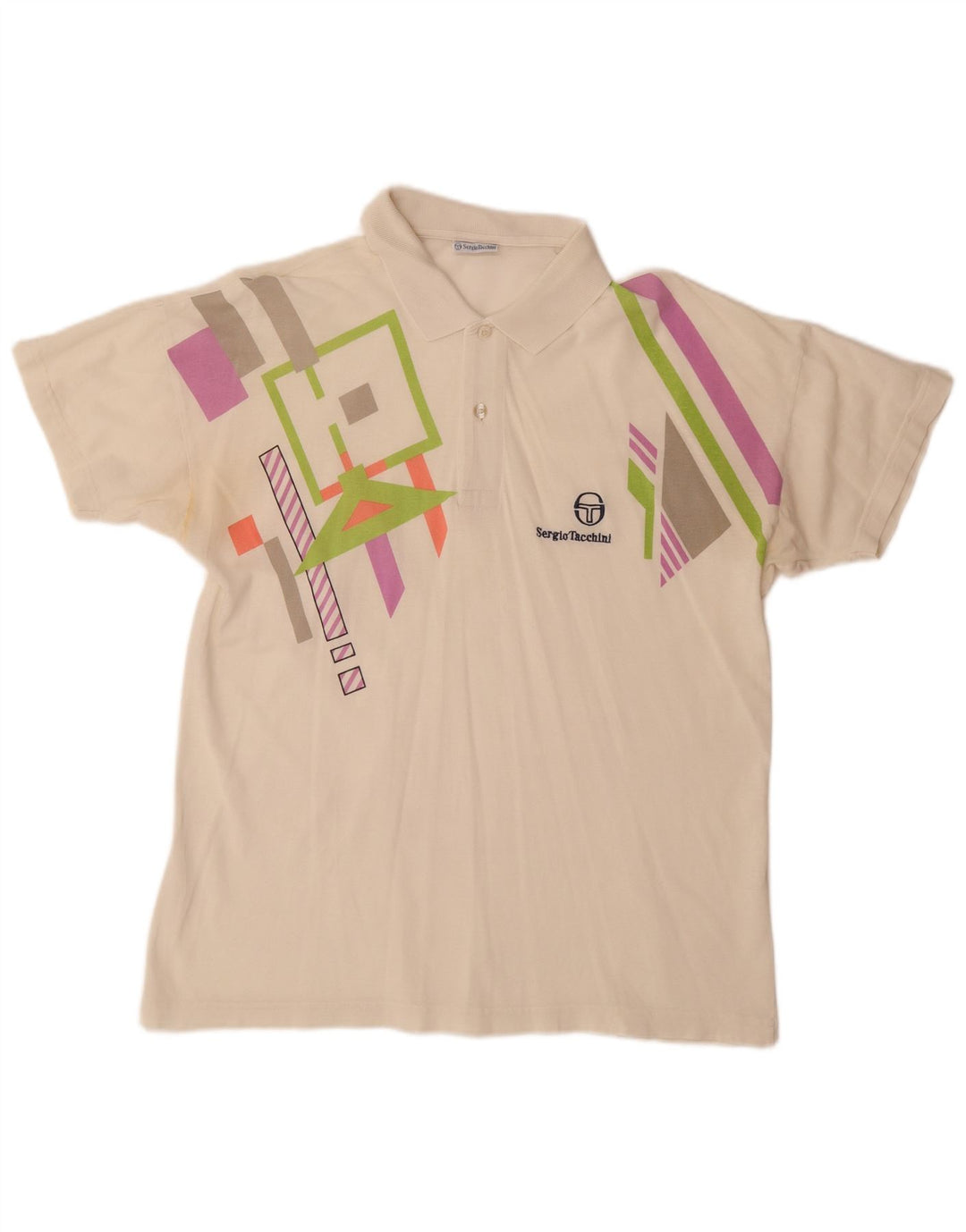 SERGIO TACCHINI Polo Homme EU 50 Coton Géométrique Blanc Cassé Moyen