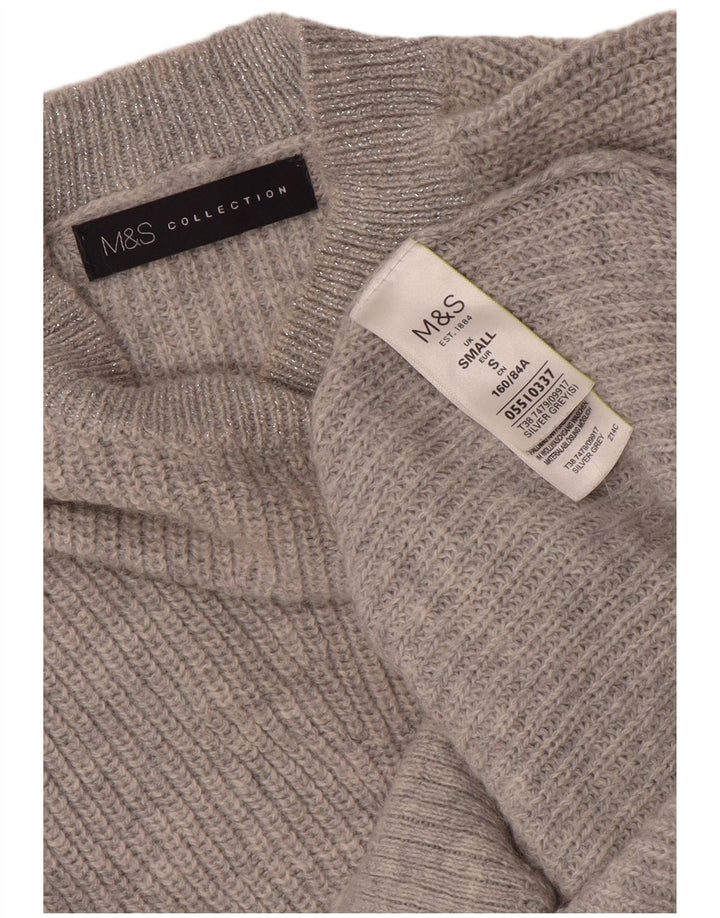 Marks & Spencer Pull surdimensionné à col rond pour femme UK 10 Petit Gris