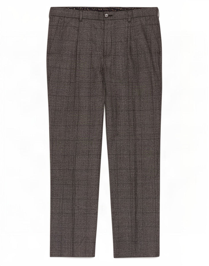 Marks & Spencer Pantalon de costume classique pour homme W36 L33 Gris à carreaux Polyester
