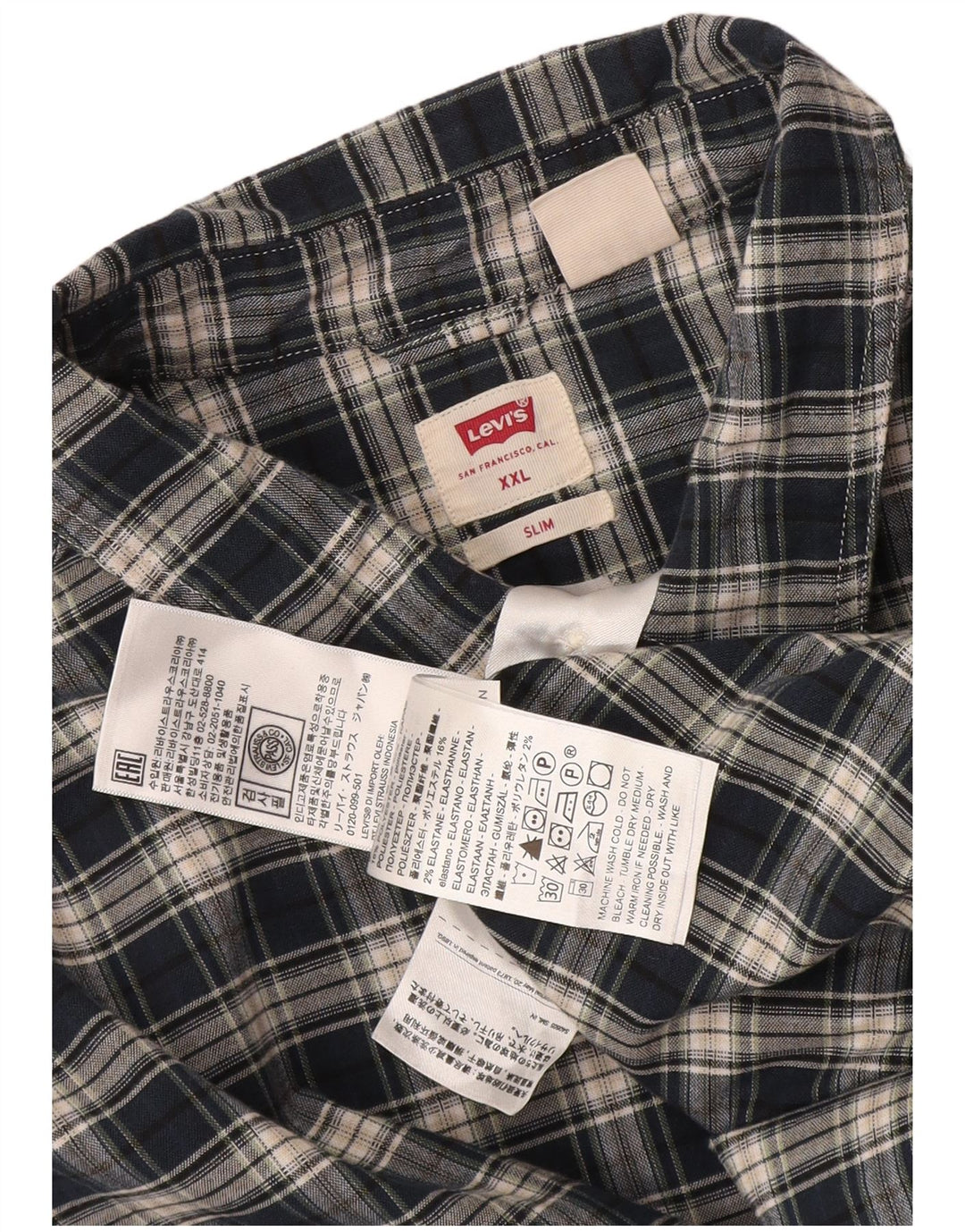 Levi's Chemise Slim 2XL Homme Bleu Marine Carreaux Coton