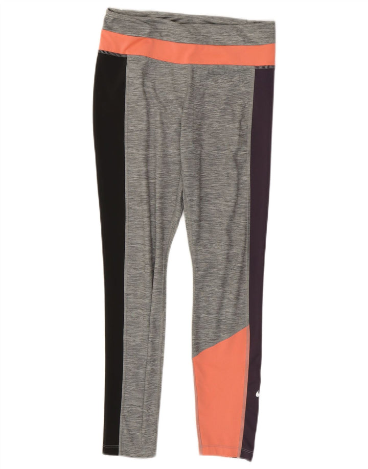 Nike Legging court Dri Fit pour femme UK 12 Polyester color block gris moyen