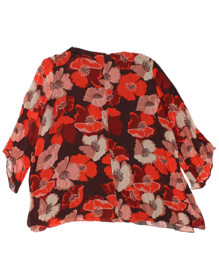 ELENA MIRO Chemisier à manches 3/4 pour femme UK 16 Large Rouge Floral Viscose